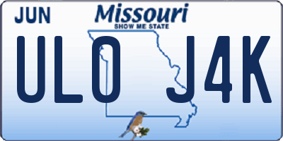 MO license plate UL0J4K