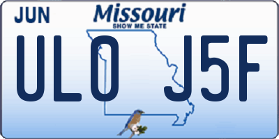MO license plate UL0J5F