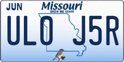 MO license plate UL0J5R