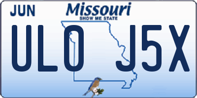 MO license plate UL0J5X