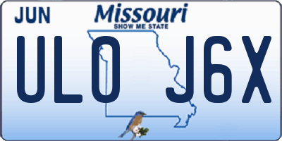 MO license plate UL0J6X