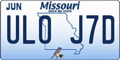 MO license plate UL0J7D