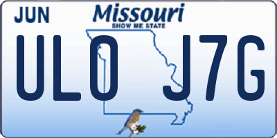 MO license plate UL0J7G