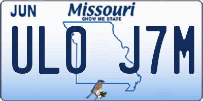 MO license plate UL0J7M