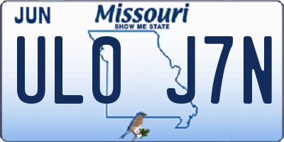 MO license plate UL0J7N