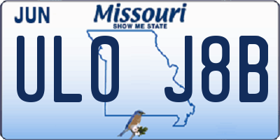 MO license plate UL0J8B