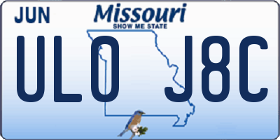 MO license plate UL0J8C
