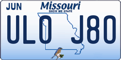 MO license plate UL0J8O