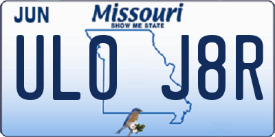 MO license plate UL0J8R