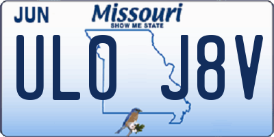 MO license plate UL0J8V