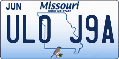 MO license plate UL0J9A