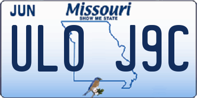 MO license plate UL0J9C