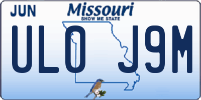 MO license plate UL0J9M