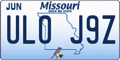 MO license plate UL0J9Z