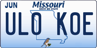 MO license plate UL0K0E