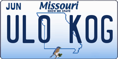 MO license plate UL0K0G