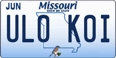 MO license plate UL0K0I