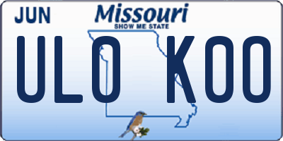 MO license plate UL0K0O