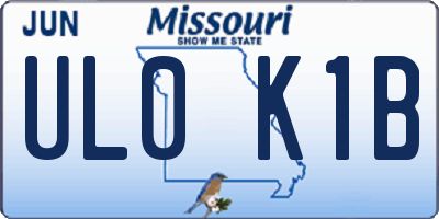 MO license plate UL0K1B