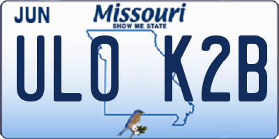 MO license plate UL0K2B