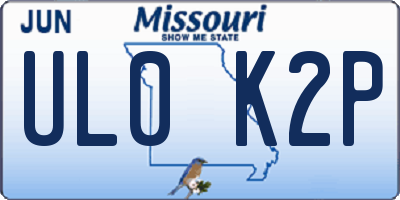 MO license plate UL0K2P