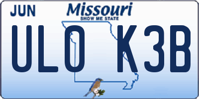 MO license plate UL0K3B