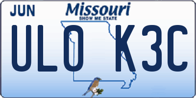 MO license plate UL0K3C