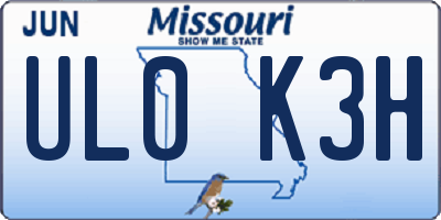 MO license plate UL0K3H