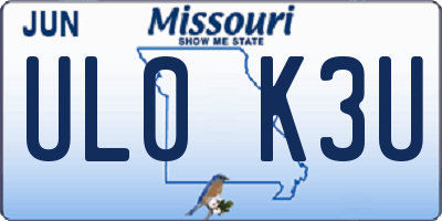 MO license plate UL0K3U