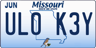 MO license plate UL0K3Y