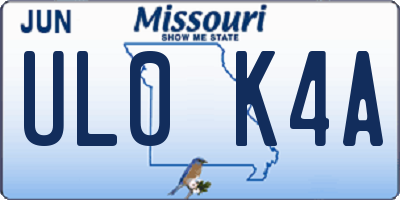 MO license plate UL0K4A