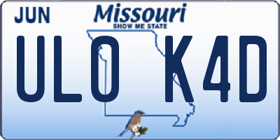 MO license plate UL0K4D