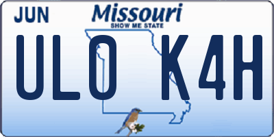 MO license plate UL0K4H
