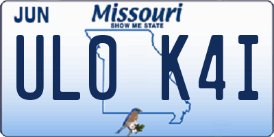MO license plate UL0K4I