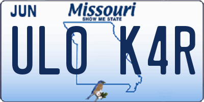 MO license plate UL0K4R