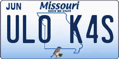 MO license plate UL0K4S