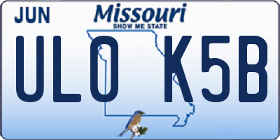 MO license plate UL0K5B