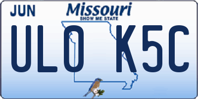 MO license plate UL0K5C