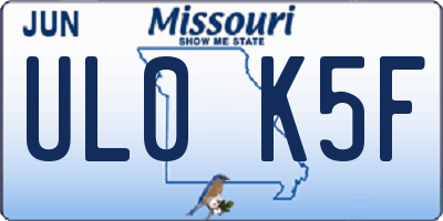 MO license plate UL0K5F