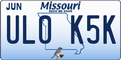 MO license plate UL0K5K