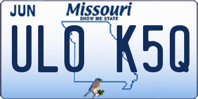 MO license plate UL0K5Q