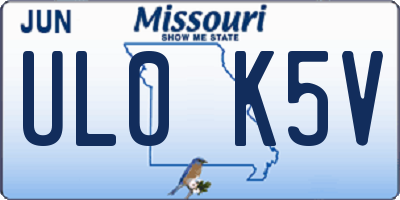 MO license plate UL0K5V