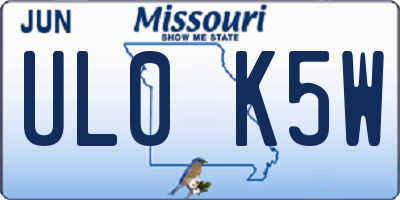 MO license plate UL0K5W