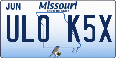 MO license plate UL0K5X