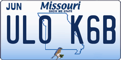 MO license plate UL0K6B
