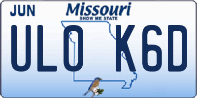 MO license plate UL0K6D