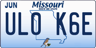 MO license plate UL0K6E