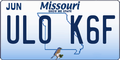 MO license plate UL0K6F