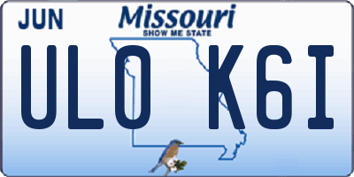 MO license plate UL0K6I