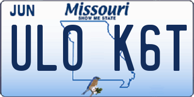 MO license plate UL0K6T